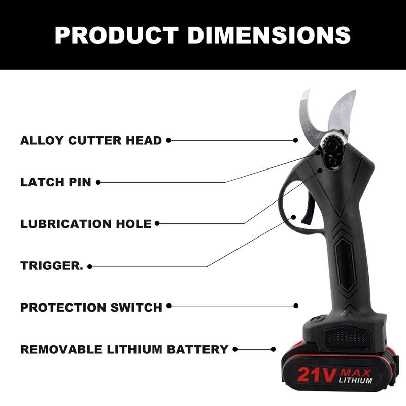 Professional Cordless Electric Pruning Shears with 2PCS Spare Rechargeable 7500mAh