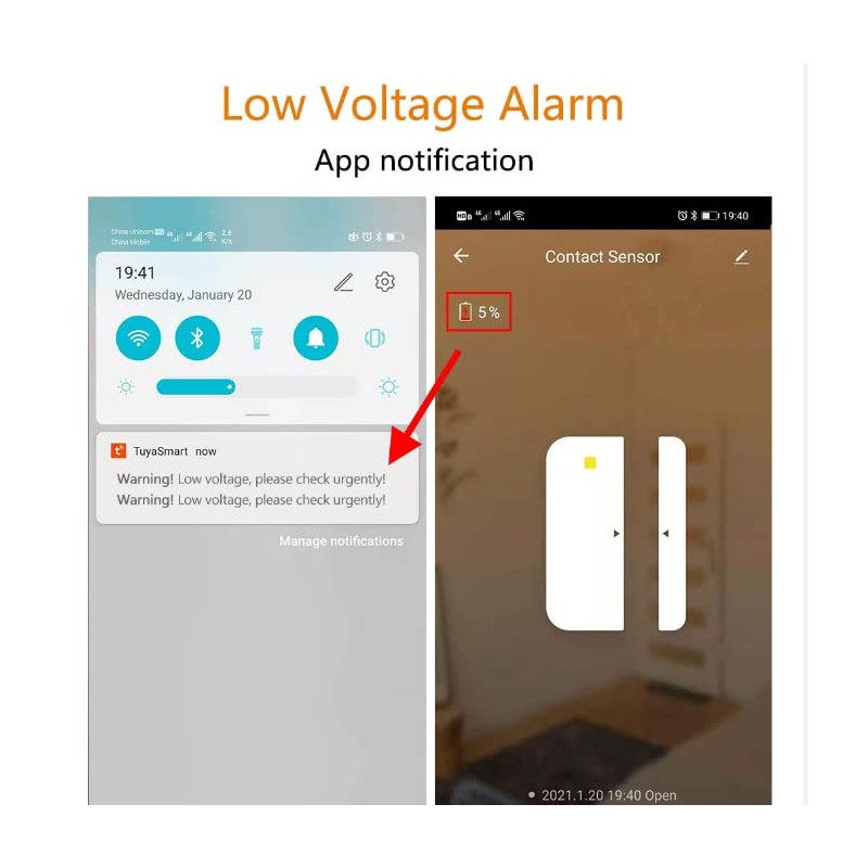 UanTii Tuya WiFi Smart Door Window Alarm Sensor Open Closed