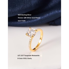 IMOLOVE Moissanite Engagement Ring D Color VVS1 Clarity Moissanite Engagement Rings for Women Wedding Rings for Women Lab Created Diamond Rings Promise Rings for Her-Yellow-60-2CT