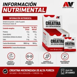 Creatina Micronizada 20 Sobres Advance Nutrition Sin Sabor Sin Sabor