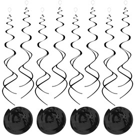 30 Pcs Black Hanging Swirls Party Decorations 30 pcs Party Streamers Decorations for Ceiling