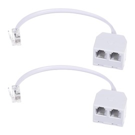 Phone Jack Splitter Rj11 Male to Dual Female Cable 6P4C Two Way Telephone Splitters Phone Splitter for Landline Suitable for Telephone, Fax Machine, White 2 Pack