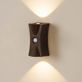 Nordic Modern Wireless Magnetic Motion Sensor Usb Rechargeable Wall Lamps Creative Smart Home Decor Bedside Led Stair Wall LightBody color: Brown, Lamp Power(W): 1, Lamp Sizes: Small