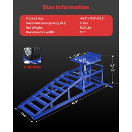 2 Pack Hydraulic Car Ramps 5T 11000lbs Low Profile Car Lift Service Ramps Truck Trailer Garage, Height Hydraulic Vehicle Ramps