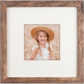 8x10 Picture Frame Wood Display Picture 6x8 with Mat or 8x10 without Mat Distressed Brown Photo Frame for Wall and Tabletop Decoration - Color: Brown, Size: 4x4