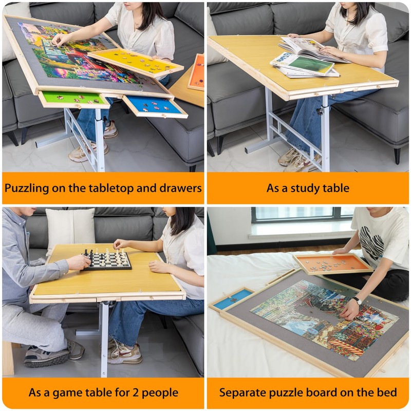 1500 Piece Jigsaw Puzzle Table with Legs, 26"x35" Adjustable Puzzle