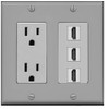 RiteAV - 15 Amp Power Outlet 3 Port HDMI Decorative