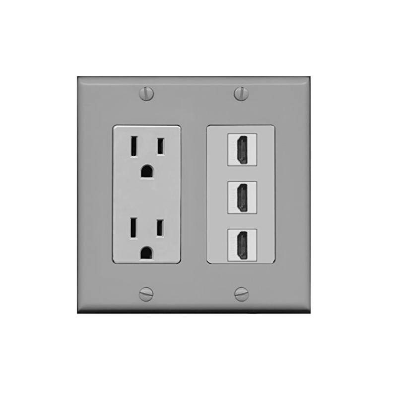 RiteAV - 15 Amp Power Outlet 3 Port HDMI Decorative