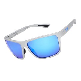 Pepper's Floating Collection Polarized Rectangular Sunglasses, Metallic Silver/Blue Mirror, 60X17X140MM