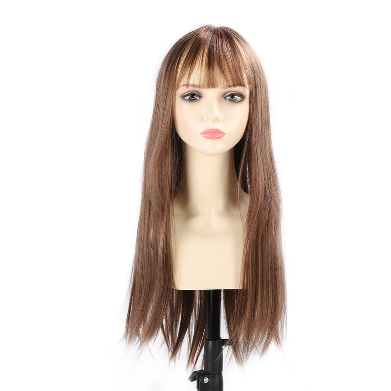 Light Brown Straight Wigs High Temperature Fiber Women Light Brown