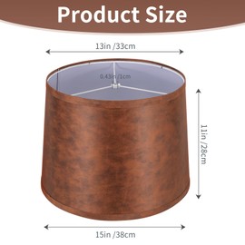 ALUCSET 2pcs Drum Lampshades Large Brown Lamp Shades, 13" Top X 15" Bottom X 11" High Replacement for Table Lamp Shades and Floor Lampshade, Spider Fitter Easy Assembly Required
