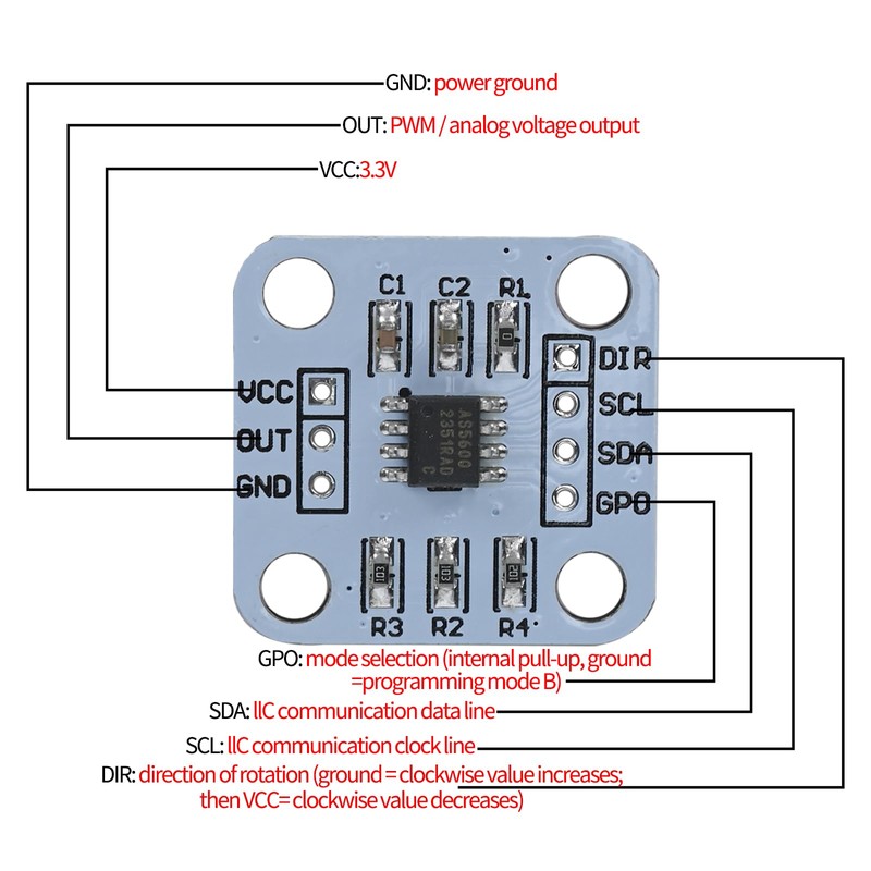 Podazz 5pcs AS5600 Magnetic Encoder 12bit 3.3V High Precision Magnetic