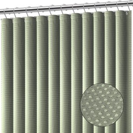 Clara Clark Sage Green Shower Curtain - Waterproof Shower Curtains for Bathroom, Waffle Shower Curtain Fabric, Thick Bathroom Curtain, Fabric Shower Curtain 72x72, Hotel Quality Cloth Shower Curtain