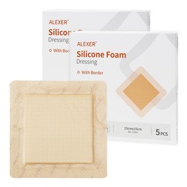 Jointown Foam Wound Care Dressing, Adhesive Silicone Foam Dressing with Border, Waterproof Bed Sore Bandages, 6"x6", 10 PCS