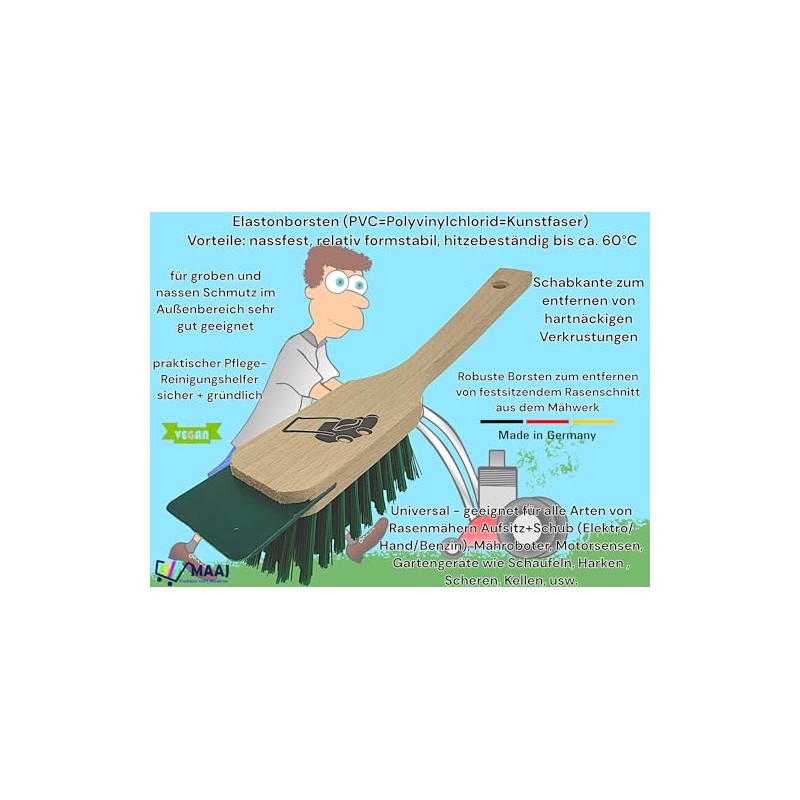 Set of 2 MAAJ Lawnmower Brush/Tool Brush Red + Green