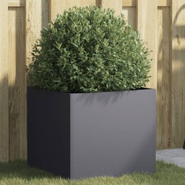 vidaXL Anthracite Rectangular Cold-Rolled Steel Planter - 16.5"x15.7"x15.4" for Garden, Patio, Balcony Decor