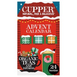 CUPPER Calendario dell'Avvento Biologico, Cofanetto Assortito di 12 Tè e Infusi Biologici e 100% Naturali, Assortimento di Tisane e Tè con Filtri 100% Biodegradabili, Confezione da 24 Bustine