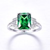 Bonlavie Silver Rings for Women Emerald Cut Created Green Emerald