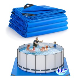 102 inch Pool Liner Pad for Above Ground Pools, Extra Thick Square Swimming Pool Liner, Under Pool Padding Above Ground Pool Pad, Puncture Resistant Weed Barrier Extend Liner Life, Blue