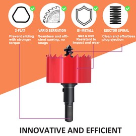 GARHWAL Bi-Metal Hole Saw 32 mm, Drill Bit, Hole Drill, with Triangle Shank Adapter and Pilot Drill - Precise and Fast Cutting of Wood, Plastic, Plasterboard, Thin Metal Panels and More