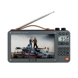 720P 7Inch Screen AM FM Movie Video Radio with Bluetooth Speaker, Rechargeable Digital Shortwave MP3 MP4 Player Radio, Support USB/Micro SD Card, Loud Speaker and 3.5mm Headphone Jack (NO TV)