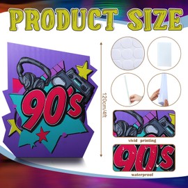 DoubleFill 4ft Retro 70s 80s 90s Disco Theme Party Decoration 90s Rock Cardboard Stand up Cutout Boom Box Hip Hop Theme Stand up Photo Prop Musical Party Stand-up Backdrop for Birthday Decor Supply