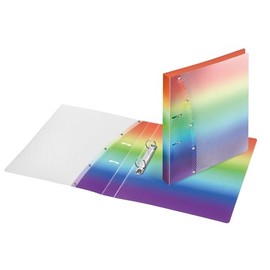 VELOFLEX Rainbow Diamond 1141404 Ring Binder, DIN A4, with 2-Ring Mechanism, Made of Polypropylene, School Binder, Ring Binder, Pack of 1