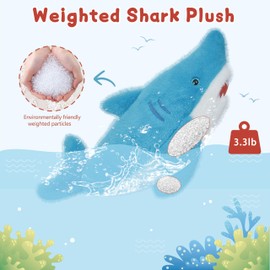 Niuniu Daddy 23" | 3.3 Pound Shark Weighted Stuffed Animals for Kids Adults, Soft Shark Weighted Plush Animal Calming Toys for Sleeping, Cute Body Pillow for Presents Birthday Christmas Holiday
