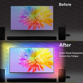 Meiyue Meiyue LED TV Hintergrundbeleuchtung, 3M LED Streifen RGBIC LED Fernseher Beleuchtung fr 40 bis 50 Zoll TV und PC, mit APP und Fernbedienung, Musik Sync, USB betrieben