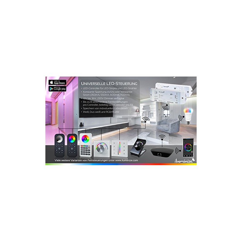 iluminize Wireless remote control: control white LEDs, 4 zones, 3