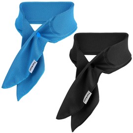 TopAcsy cooling neck wraps, neck coolers for hot weather, cooling headbands for men women, Long-lasting cooling gel and Self-cooling fabrics for 360° cold compress, 2 packs (Black+Blue)
