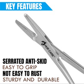 HUR CARE Self Locking Pliers Suturing Piercing Clamp Fishing Forceps Tweezers Pincers for Stud Ball earings Holder Screw Removal Tool Surgical Veterinary Crafting Soldering DIY Use (1)