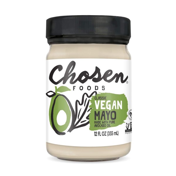 Chosen Foods Vegan Avocado Oil Mayo 12 oz., Non-GMO, 100% Pure, Gluten Free, for Sandwiches, Dressings and Sauces