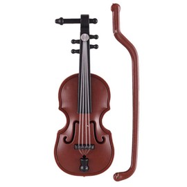 1 Set Mini Violin Model - World's Smallest Plastic Violin with Bow - Tiny Musical Ornament for Dollhouse Office Shelf Gift Display - Brown 8cm