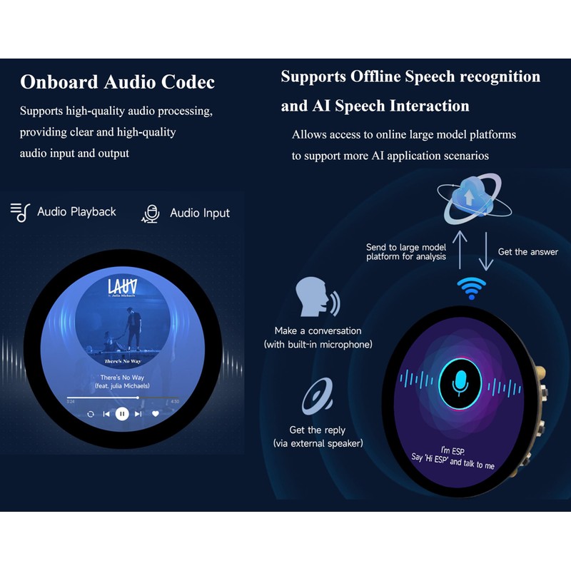 ESP32-S3 1.85inch Round Display Development Board, 360×360 IPS LCD, Dual-Core