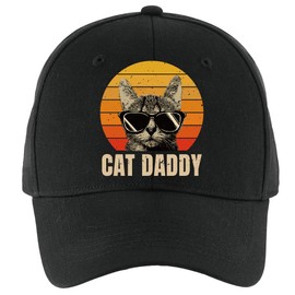 Pishovi Cat Daddy Fun Baseball Cap, Vintage Adjustable Cotton Cap, Funny Retirement Gift for Cat Lovers, Christmas Anniversary Birthday Gifts - Black