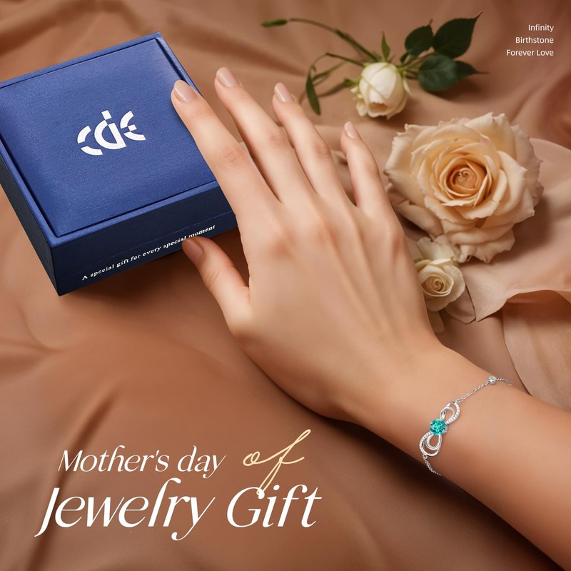 CDE Bracelets for Womens Infinity Plated White Gold with Love