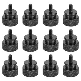 sourcing map 12pcs M3x6mm Knurled Thumb Screw Computer Case Threaded Hand Tighten Screws Aluminum Alloy for PC Case, Black