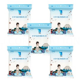 ITO Travel Towel Set of 5, Disposable Towels, Wet and Dry Use, Travel, Portable (1 Body + 2 Faces)