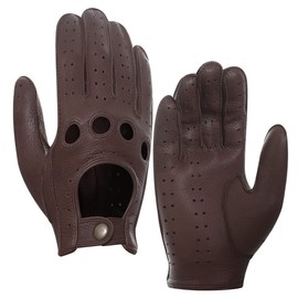 Harssidanzar Mens Leather Driving Gloves Deerskin Unlined Upgrade,Saddle,XL