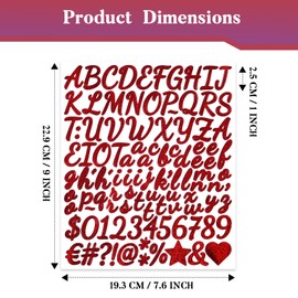 BINLINHONGO 1040 Small Glitter Alphabet Number Stickers,10 Sheets 1 Inch Self-Adhesive Vinyl Letters Sticker Decals for Scrapbooks,Greeting Cards,Holiday Parties,Envelopes,Water Bottles - Bright Red