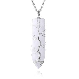 AWARDSEN Clear Quartz Crystal Necklace Pendant Life Tree Silver Winding Necklace Healing Crystal Spirituality Jewellery Crystal Gifts Valentines Gifts for Her