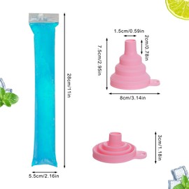 Werownsgso 150 Ice Bags, Ice Lolly Bags, Ice Mould Bags with Funnel, DIY Ice Moulds, Ice Bag for Yogurt, Ice Cream, Juice, Gift Ideas for Dad