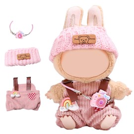 1 Set labpu Outfit Set - Includes Detailed Overalls, Charming Hat & Miniature Camera Accessory for 15-17cm lapupu Collector Dolls, Perfect for Display & Play (Doll Not Included)