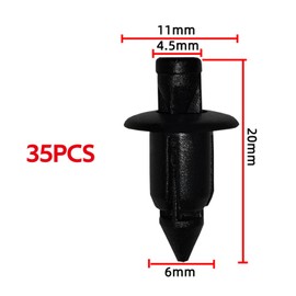 35pcs Plastic Rivets 6mm Car Clips Car Fastener Clips Plastic Clips Compatible with Honda Yamaha Suzuki Kawasaki Black Rivets