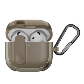 MagEasy AirPods 4 Compatible Case, Shockproof, Drop Prevention, Carabiner Included, Cover, Lock, Wireless Charging, Compatible with AirPods 4, 4th Generation, Case Odyssey Metal Sand