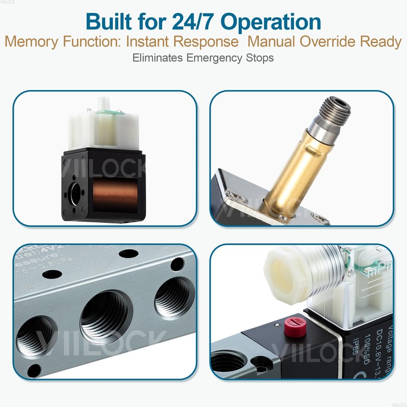 VIILOCK Pneumatic Solenoid Valve, 5 Way 2 Position 1/4”NPT Double