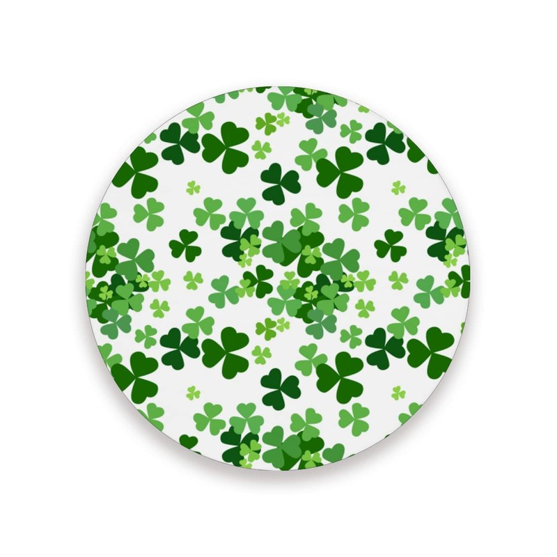 Lucky Clover Shamrocks Drink Coaster with Cork Base, Patrick Day