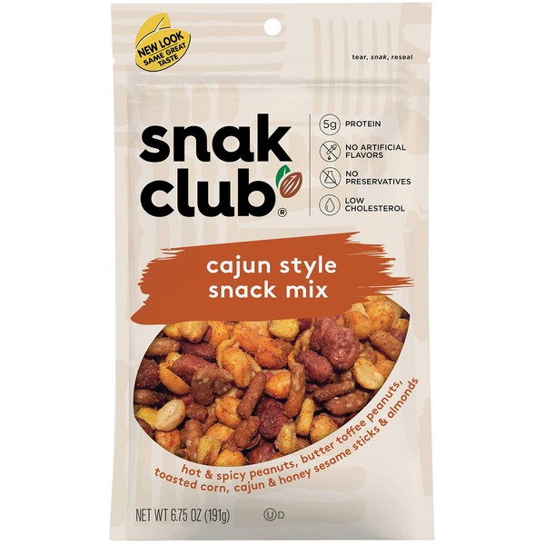 Snak Club All Natural Cajun Style Snack Mix, 6.75-Ounces, 6-Pack…