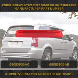 Dasbecan LED 3rd Third Brake Light Center High Mount Stop Light Compatible with 2008-2019 Dodge Grand Caravan 2008-2019 Chrysler Town & Country Replaces# 68083906AC 68083906AB